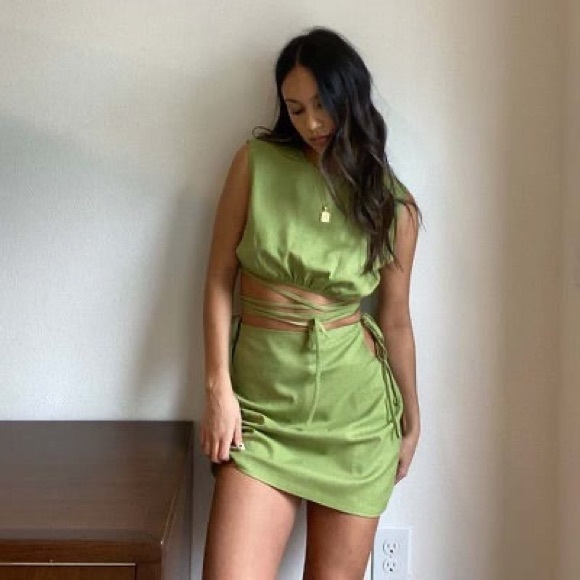 IMMY FLAXEN CROP TOP WITH MATCHING MINI SKIRT